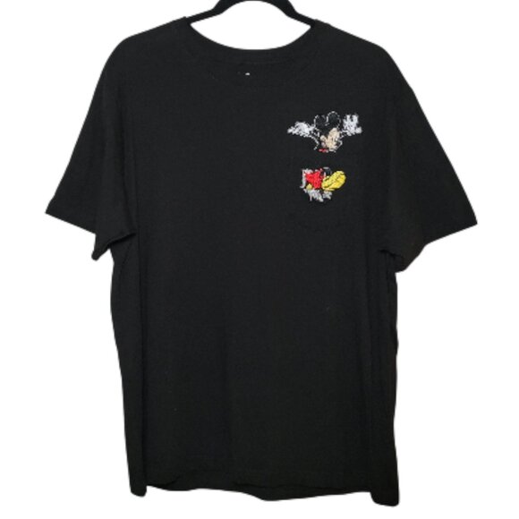 Disney Mickey Mouse Pocket T-shirt Embroidered Mickey Mouse Black Large - Picture 8 of 8